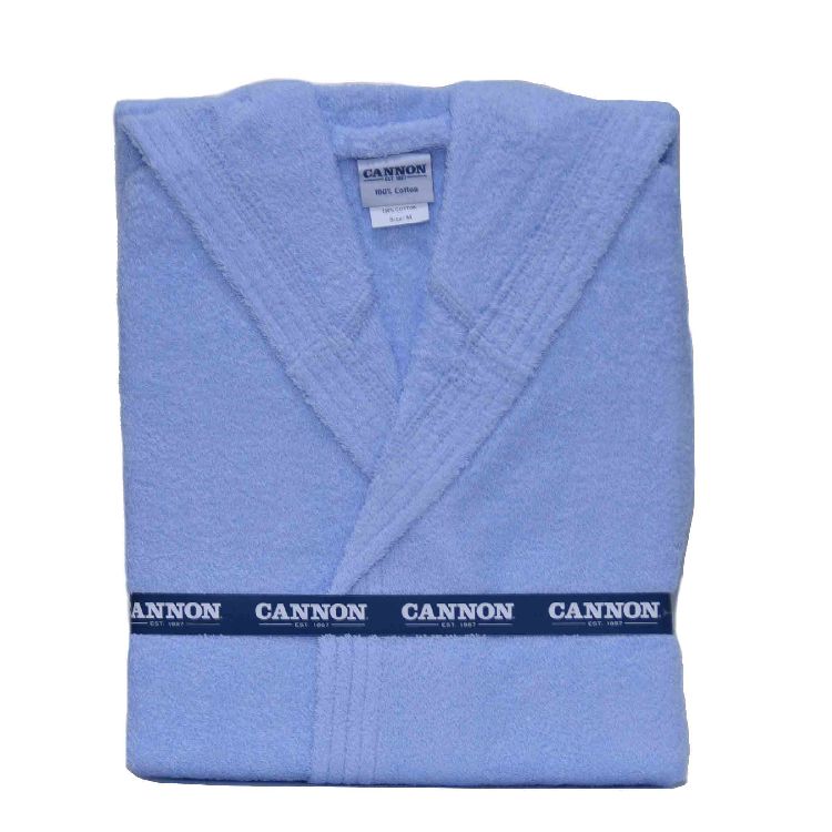 _RP04088 Cannon Hooded Bathrobe Blue 100% Cotton - Image 1