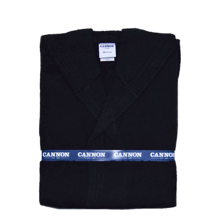 _RP04095 Cannon Hooded Bathrobe Black 100% Cotton - Image 1